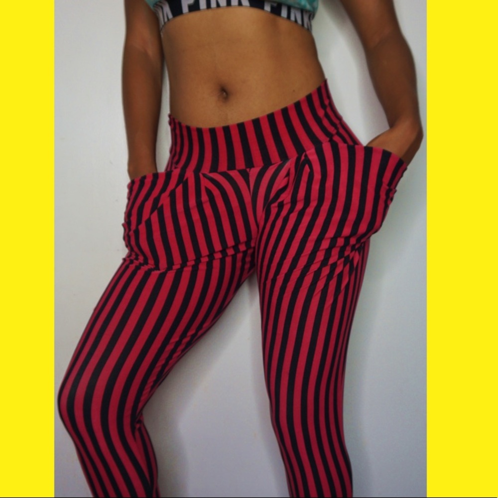 Flared striped leggings